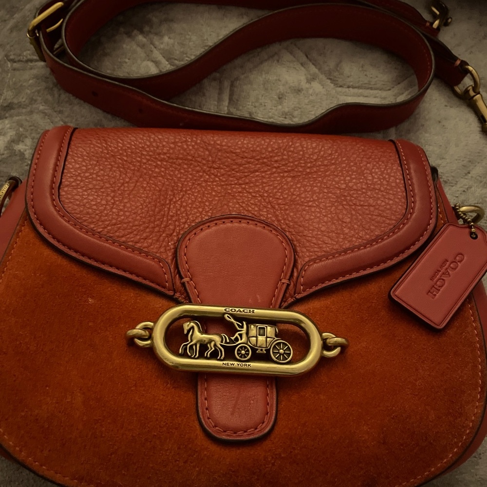 Suede leather coach purse